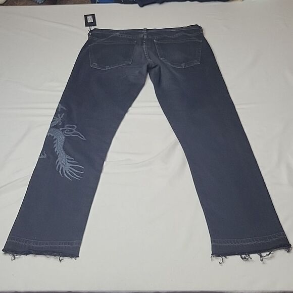 Rare NEW 27 x 28 CoH GRAY BLACK EMBROIDERED DRAGON RAW SLIM BOYFRIEND JEANS NWT - Picture 16 of 16